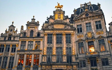 Grand Place historic buildings in Brussels during a self-guided walking tour.