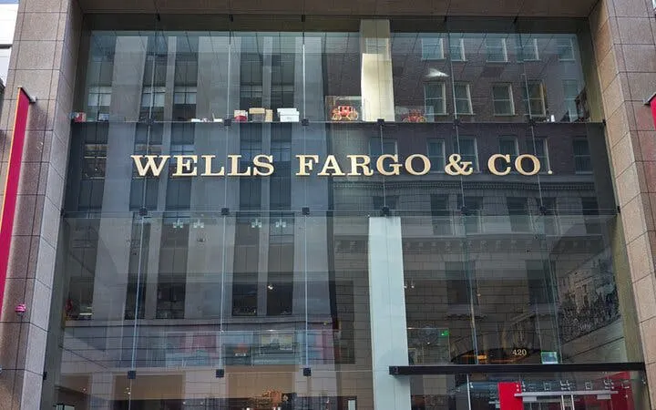 Wells Fargo building facade in San Francisco, part of Gold Rush exploration game.