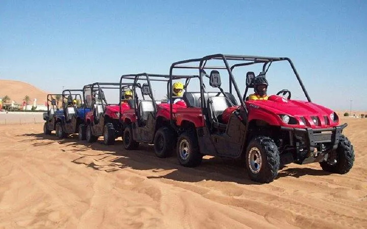 Buggies lined up for a family safari in Echo Valley, Sharm El Sheikh desert.