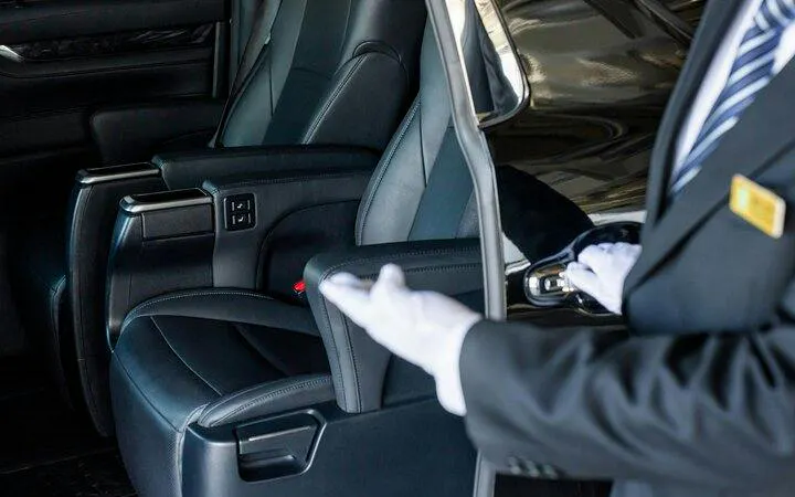 Private car interior for Osaka City to Kansai Airport transfer.
