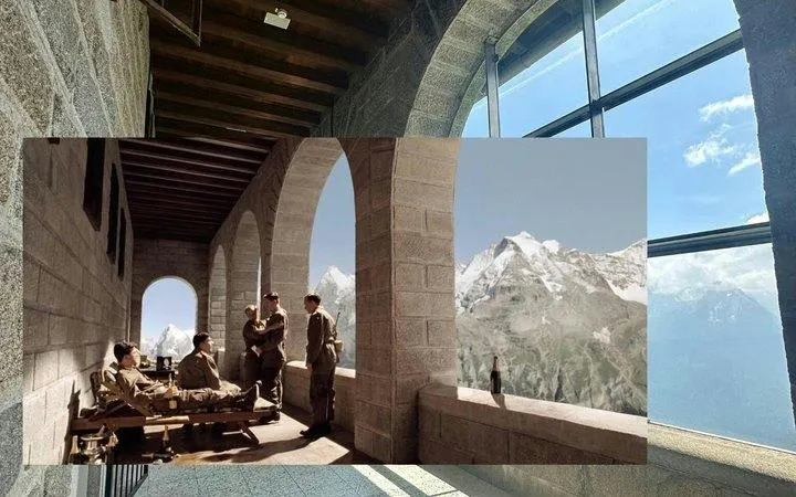 Eagle's Nest balcony view with mountains, part of Munich to Hohenwerfen Castle day trip.