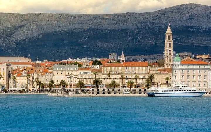 Split waterfront with Diocletian's Palace and bell tower, Croatia.