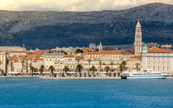 Split waterfront with Diocletian's Palace and bell tower, Croatia.