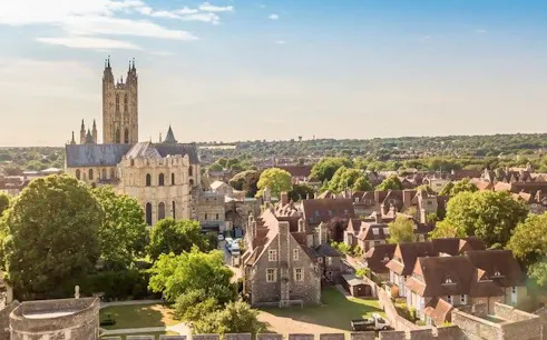 Canterbury Cathedral and cityscape on a sunny day, England.