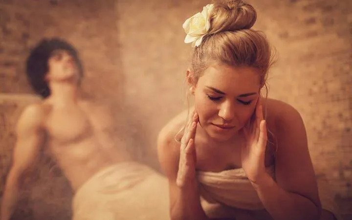 Turkish bath relaxation in steam room, Sharm El Sheikh.