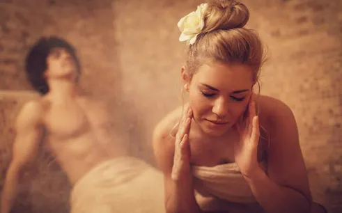 Turkish bath relaxation in steam room, Sharm El Sheikh.