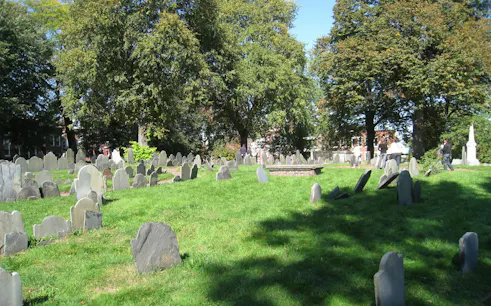 Granary Burying Ground gravestones on Boston Freedom Trail, Boston.