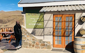 Sani Mountain Lodge entrance, highest pub in Africa, 2874 meters, Sani Pass, Lesotho.
