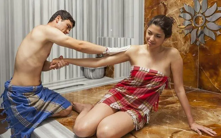 Traditional Turkish bath massage at Alanya Hamam, Alanya.