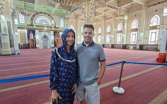 Visitors inside a mosque in Hurghada during a private guided tour.