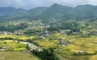 Sapa rice terraces and village view, Vietnam, part of trekking and Dzay homestay experience.