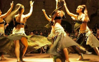 Dancers performing at a cabaret night show in Hurghada.
