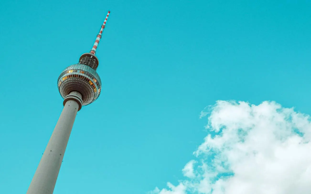 Berlin TV Tower against a clear sky, part of the Old Town self-guided audio walk.