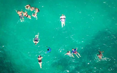 Snorkelers enjoying clear waters during Miches Private Sailing Cruise, Punta Cana.