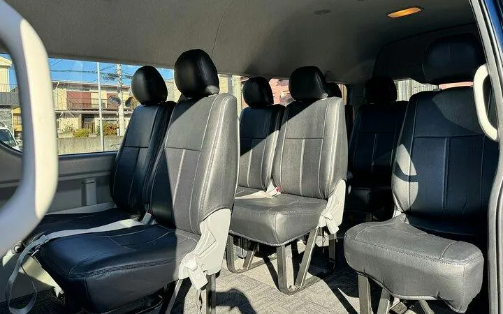 Private van interior for Fukuoka Airport to Fukuoka City transfer service.