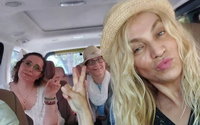 Tourists enjoying a private car ride in Korea with flexible itinerary.