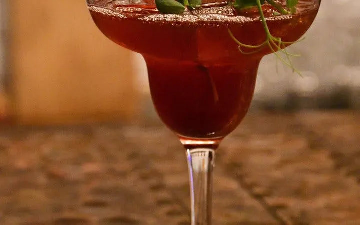 Cocktail served at Icelandic family-owned restaurant during dinner experience.