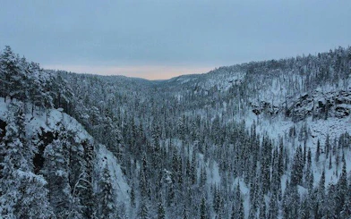 Korouoma Canyon covered in snow during winter, Rovaniemi, Finland.