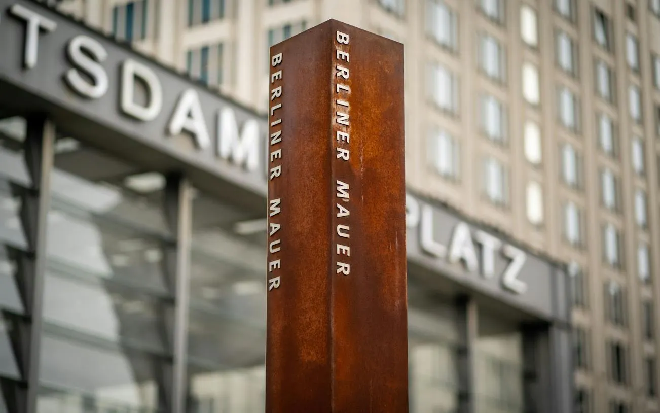 Berliner Mauer marker at Potsdamer Platz, Berlin, part of Checkpoint Charlie audio walk.