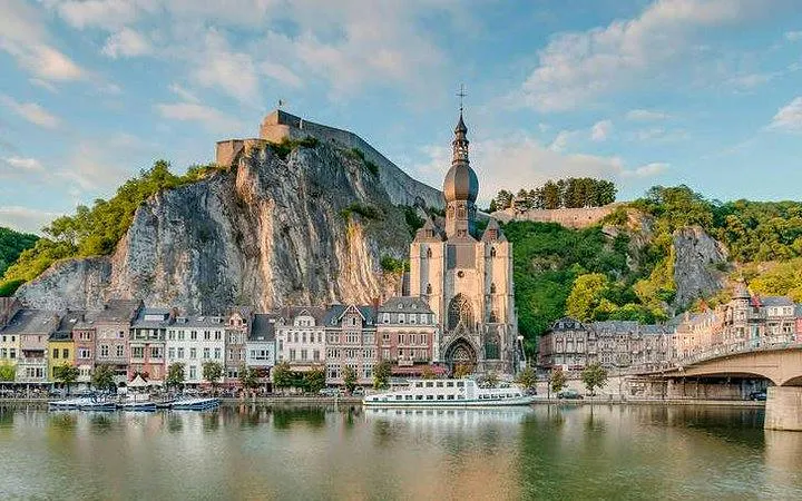 Dinant's Collegiate Church and Citadel by the Meuse River, part of the Luxembourg and Dinant day trip.