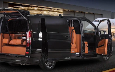 Luxury van for Cappadocia private airport transfer service with open doors.