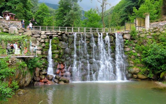 Waterfall in lush greenery on Sapanca, Mahmudiye, and Masukiye guided tour, Istanbul.