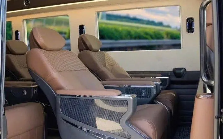 Luxury van interior for private transfer between Sapa and Ninh Binh.