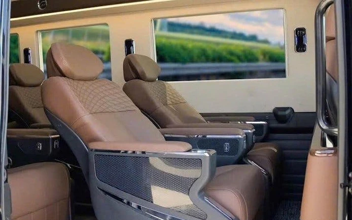 Luxury van interior for private transfer between Sapa and Ninh Binh.