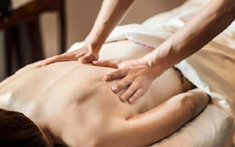 Massage therapy session in Hurghada Turkish bath.