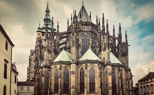 St. Vitus Cathedral in Prague, featured on a self-guided walking tour mobile app.