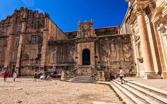 Dubrovnik historic building facade on self-guided walking tour route.