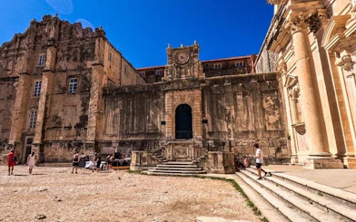 Dubrovnik historic building facade on self-guided walking tour route.