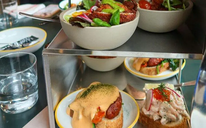 Traditional Norwegian meal with open-faced sandwiches and salad in Oslo.