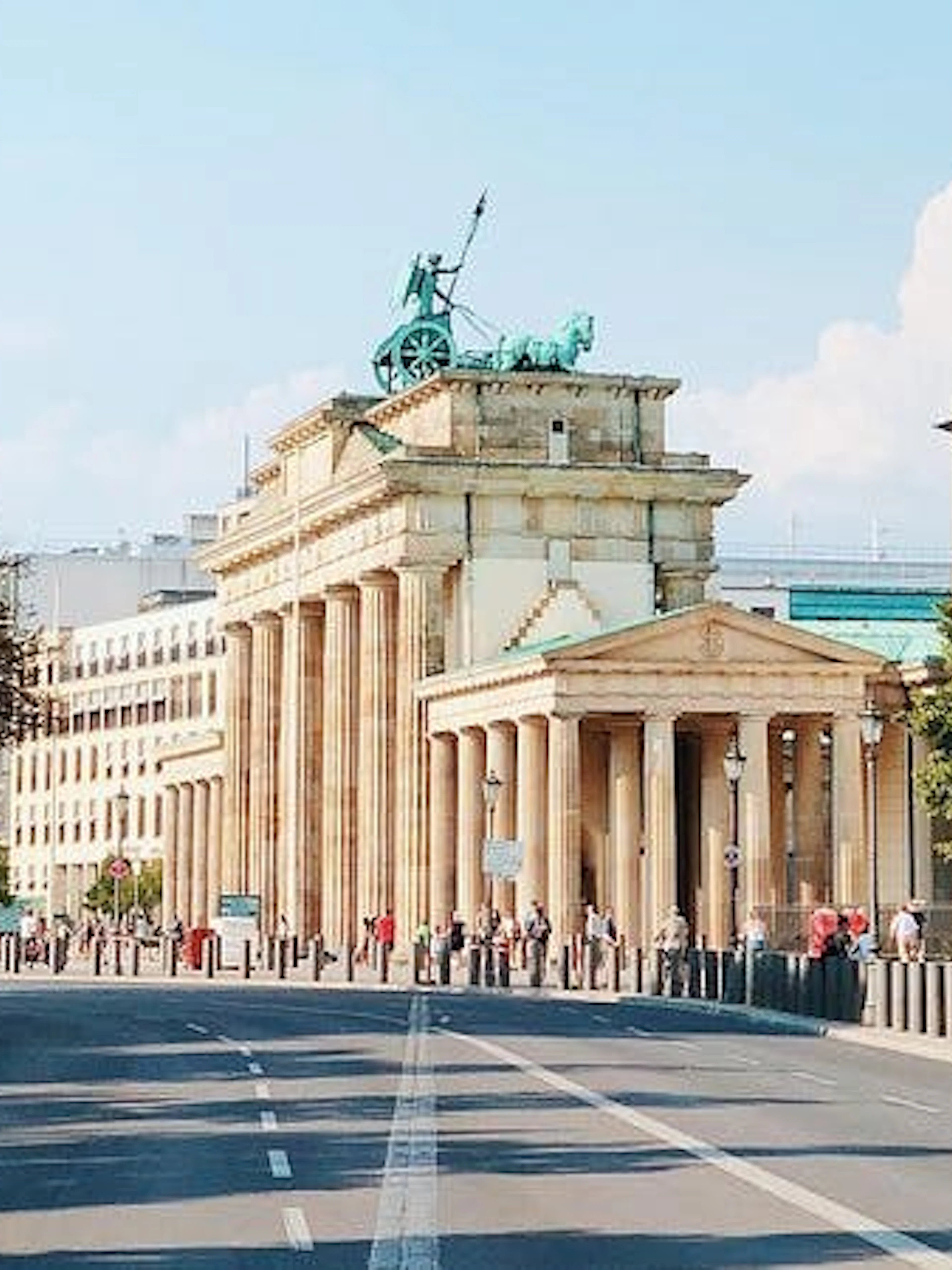 Brandenburg Gate in Berlin on a sunny day, part of the Berlin Wall Greatest Escapes tour.