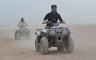 ATV riders on desert safari in Sharm El Sheikh.