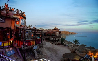 Luxurious transport arriving at Farsha Cafe overlooking the Red Sea in Sharm El Sheikh.