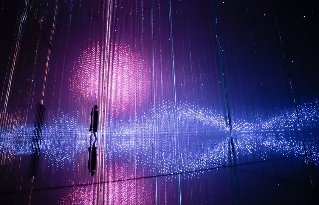 TeamLab Planets Tokyo immersive art installation with digital light displays in Japan.