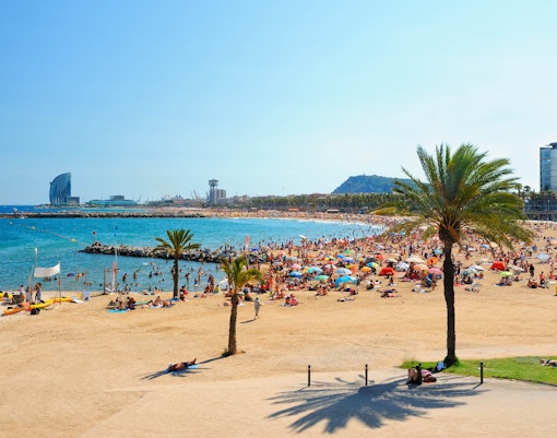 Barceloneta Beach view in Barcelona, part of a 2-day itinerary experience.