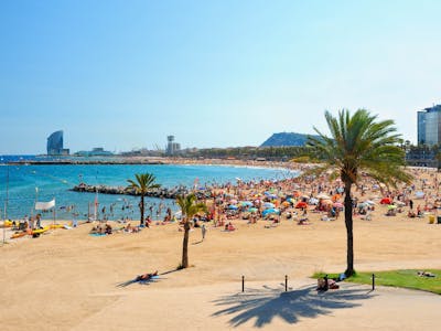 Barceloneta Beach view in Barcelona, part of a 2-day itinerary experience.
