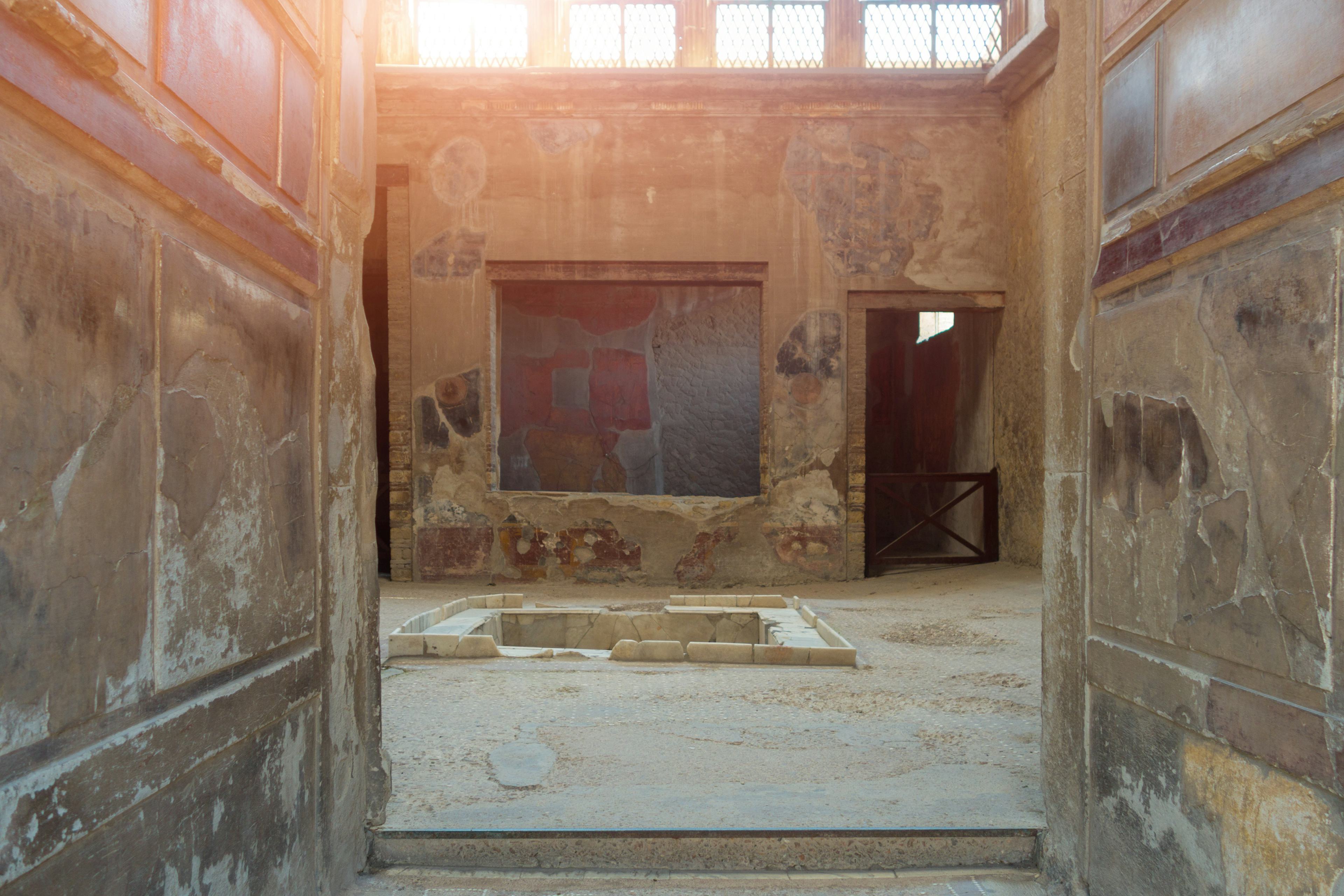 Samnite House ruins in Pompeii showcasing ancient Roman architecture and frescoes.