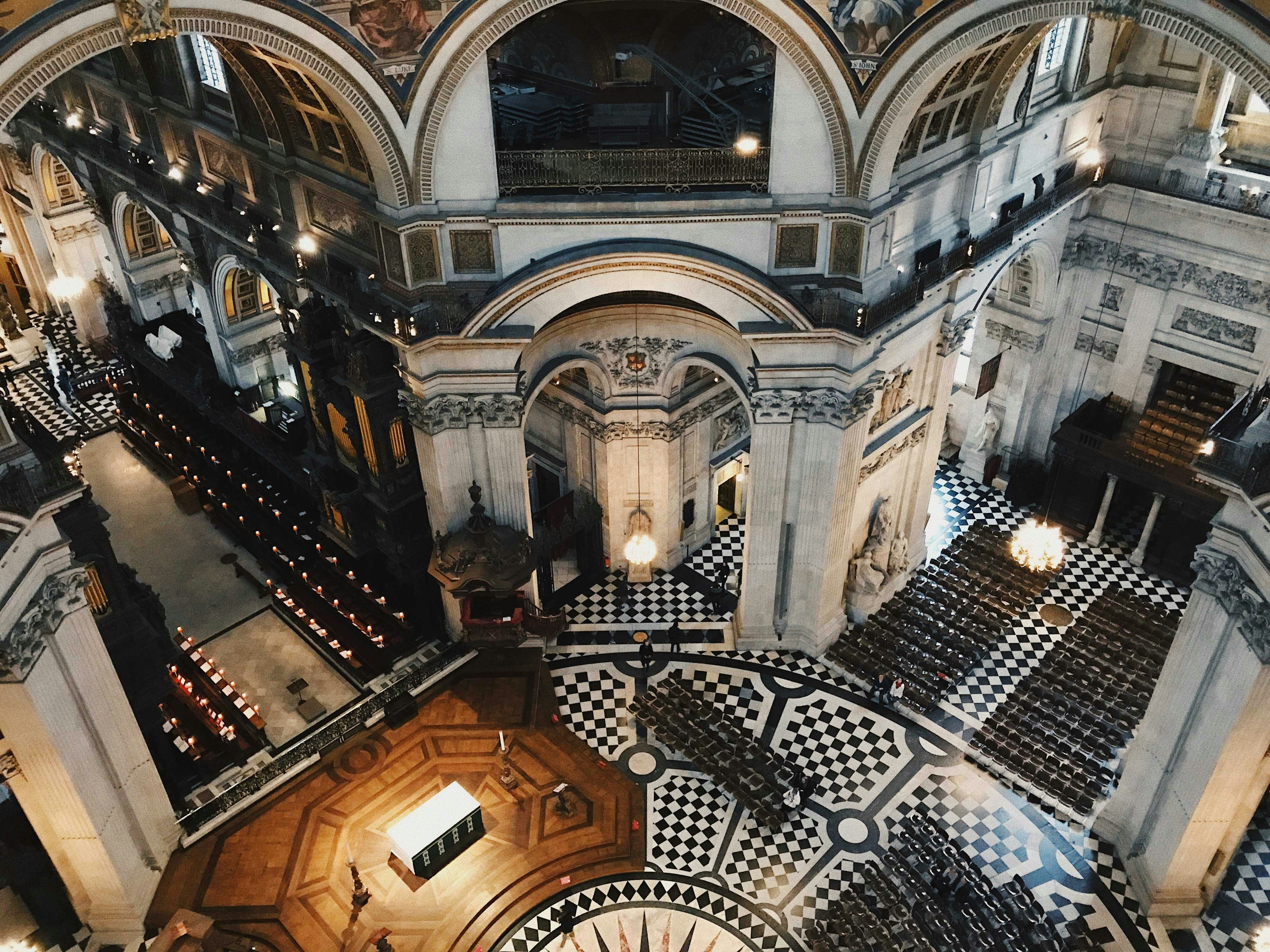 Whispering Gallery interior view at St. Paul's Cathedral, London, showcasing ornate architecture.