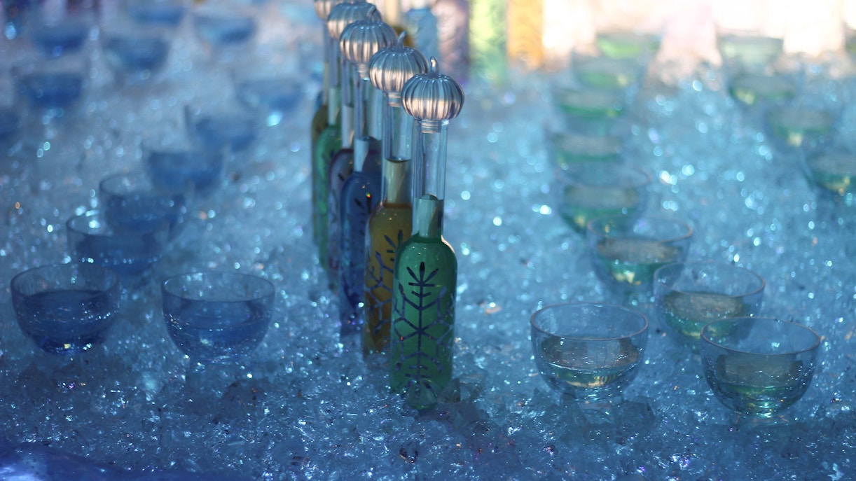 Potion jars at Harry Potter Studio Tour, showcasing magical artifacts.