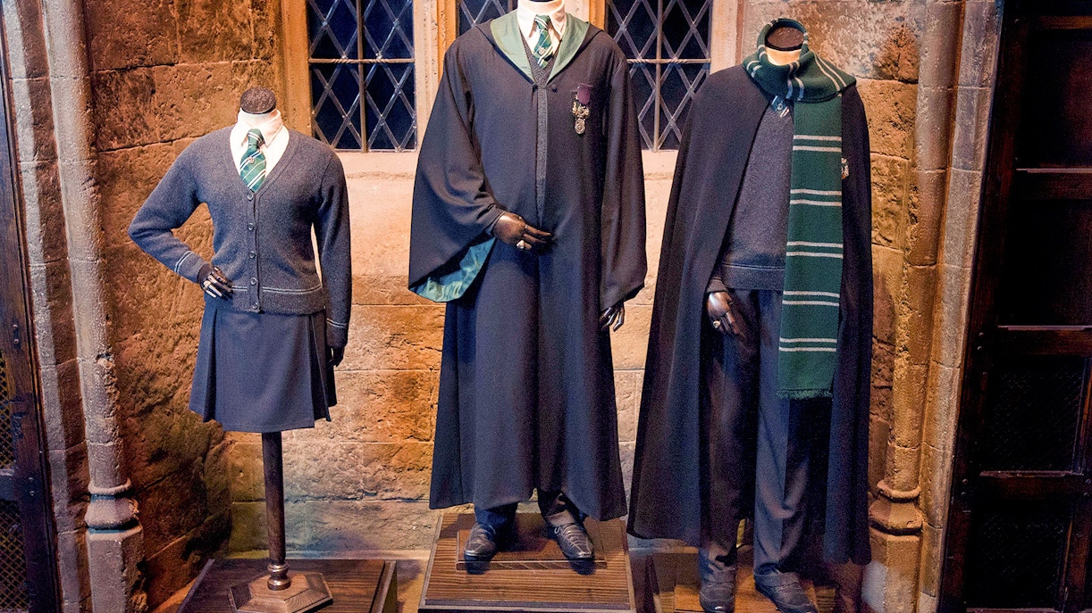 Harry Potter Studio costumes display with iconic character outfits in London.