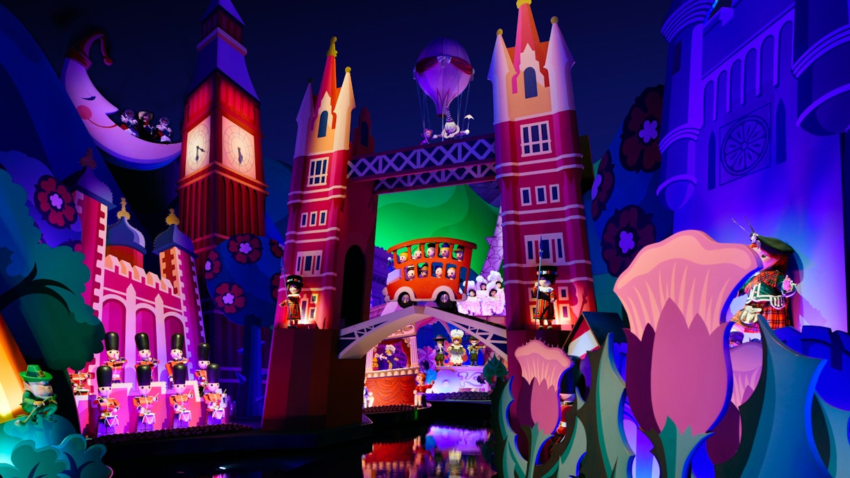 Disneyland Paris It's a Small World ride with colorful international dolls.