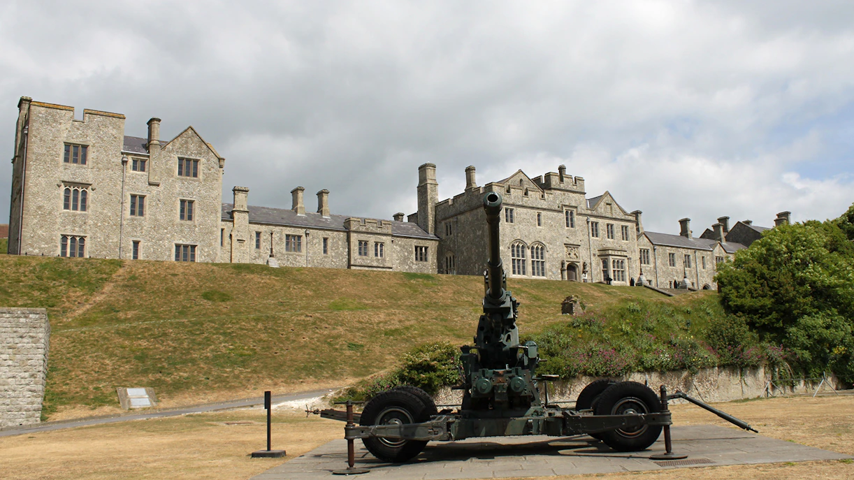 Antique cannon in front of Dover Castle, England.