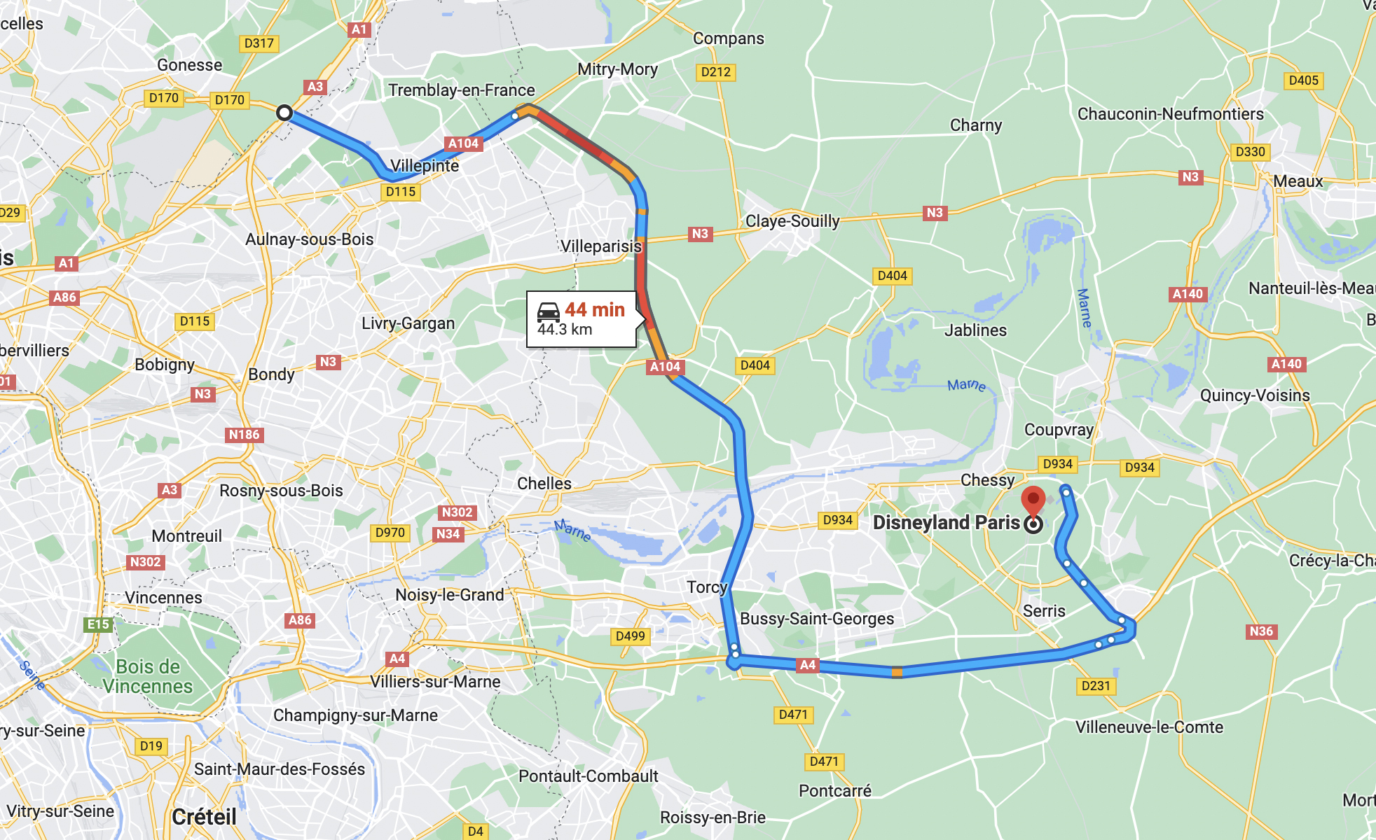 Disneyland Paris Directions - Driving Route