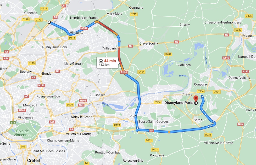 Disneyland Paris Directions - Driving Route