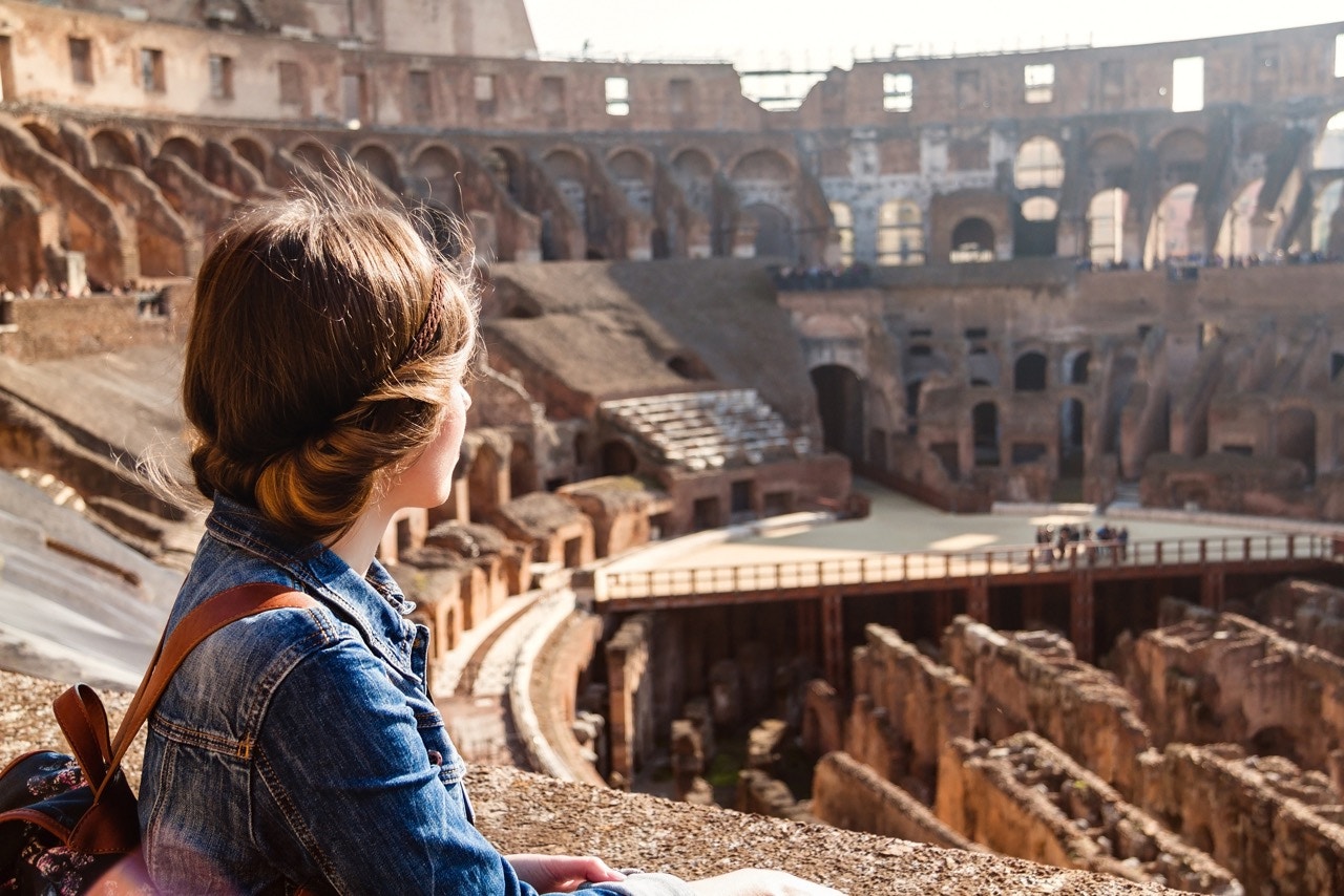 Colosseum's Belvedere Tier showcasing ancient Roman architectural details in Rome, Italy.