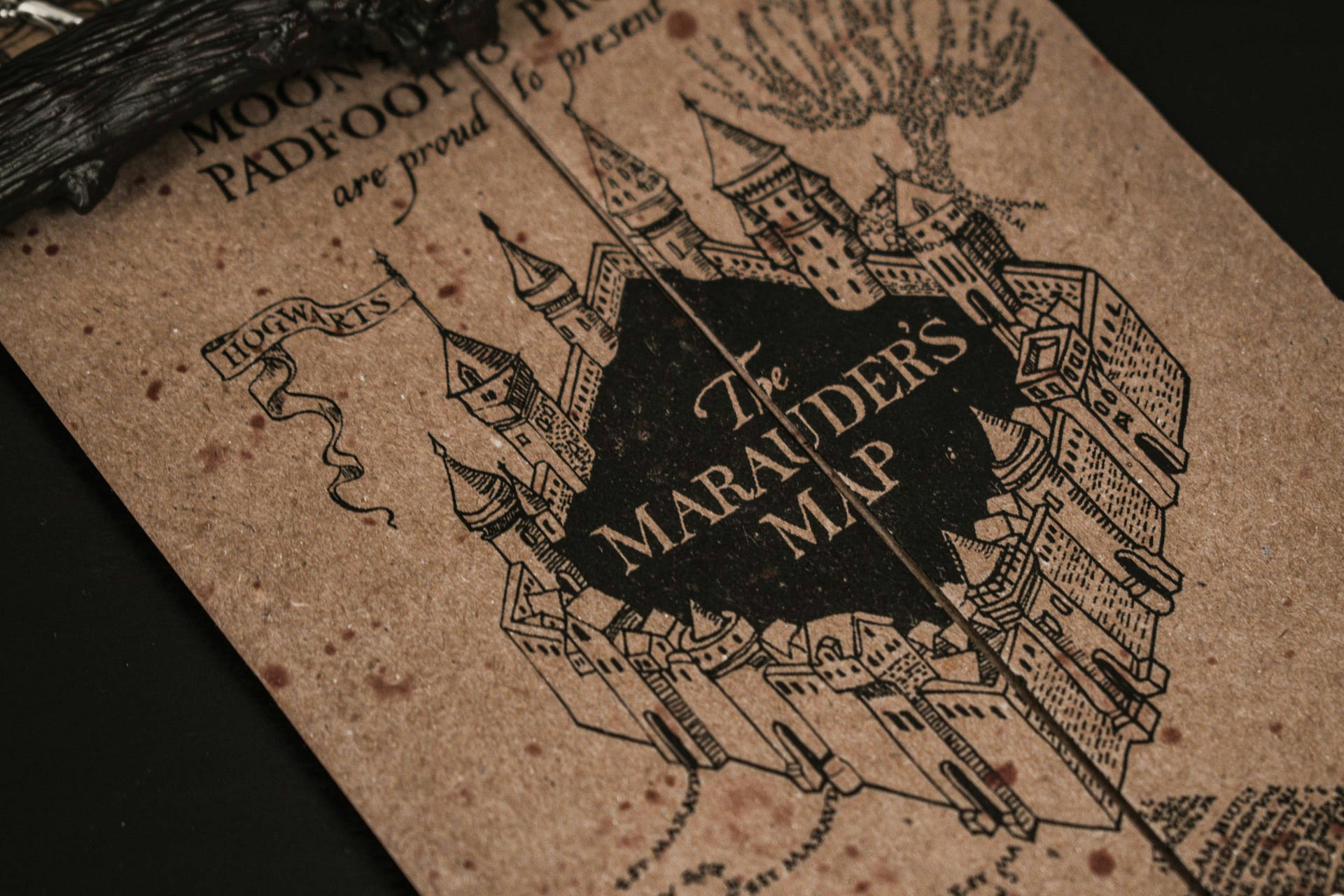 Marauder's Map replica at Harry Potter Studio Shop, London.