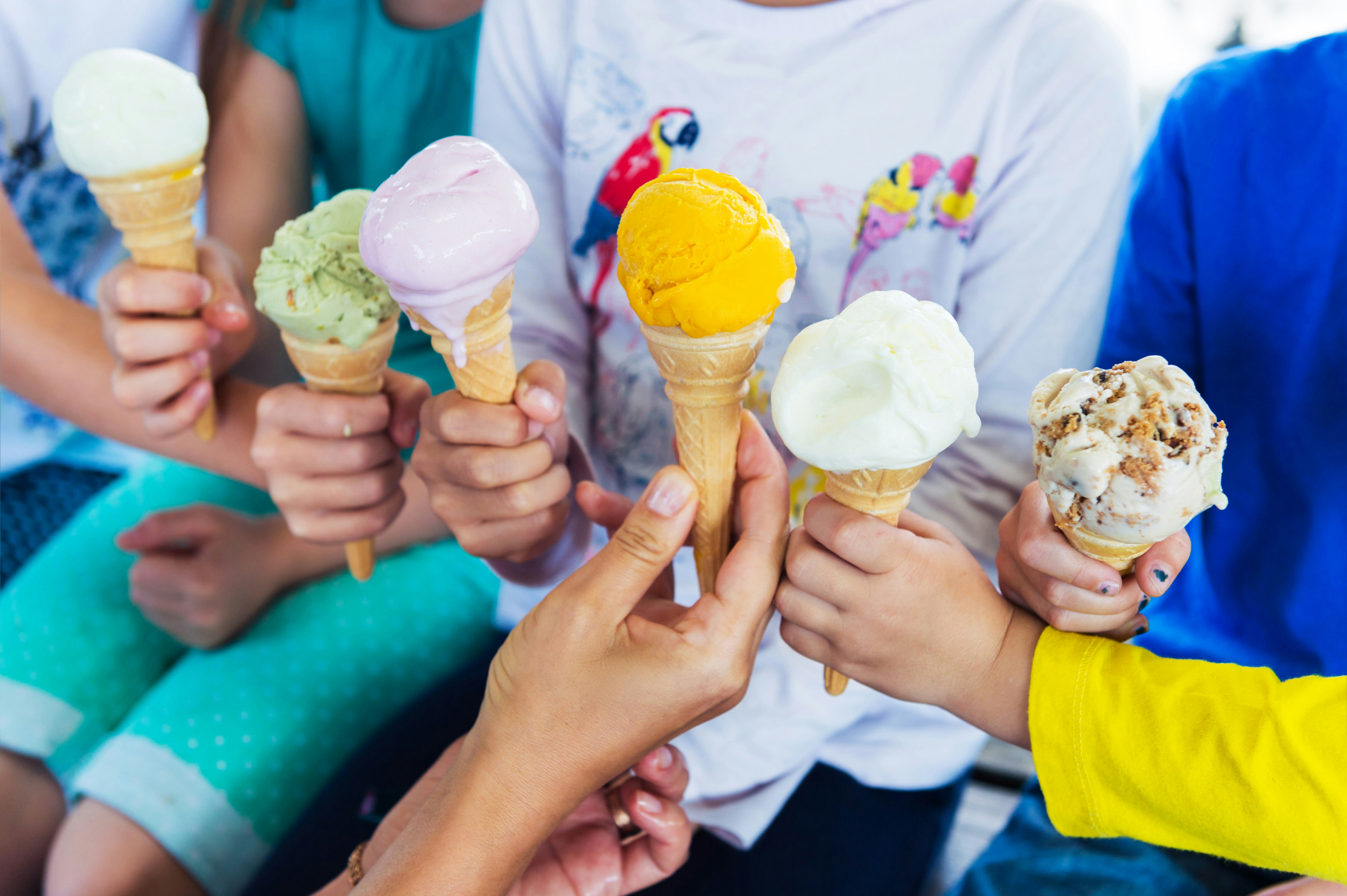 Friends having cone at Ice cream museum Singapore